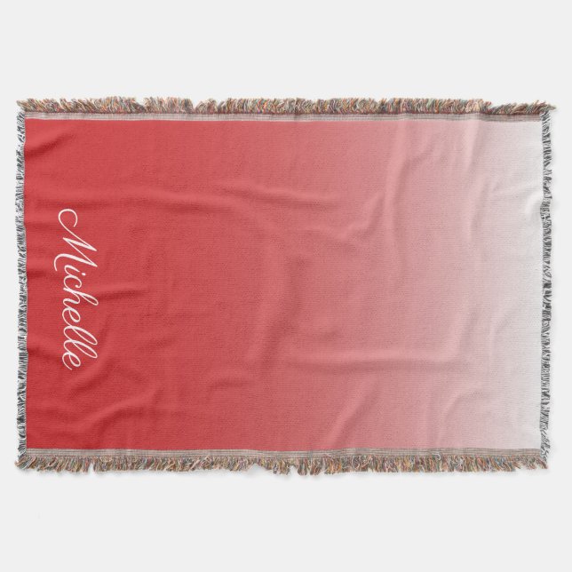 Personalized gradient ombre red throw blanket (Front)