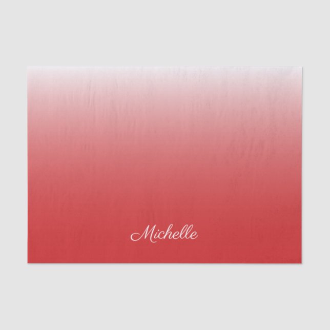 Personalized gradient ombre red tissue paper (Front)