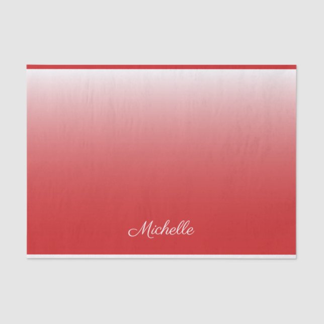 Personalized gradient ombre red tissue paper (Front)