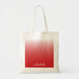 Personalized gradient ombre red tote bag