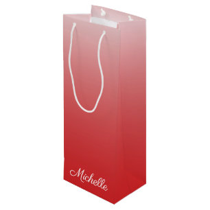 Personalized gradient ombre red wine gift bag