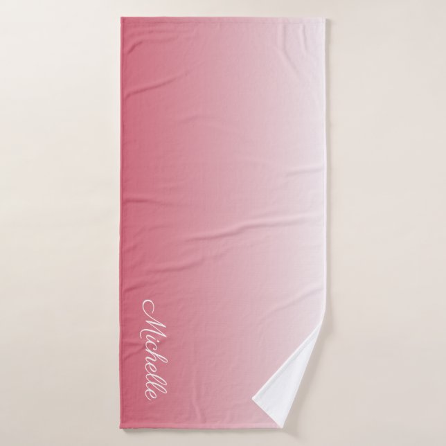 Personalized gradient ombre salmon pink bath towel (Bath Towel)