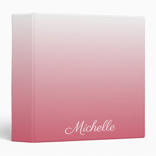 Personalized gradient ombre salmon pink binder (Front/Spine)