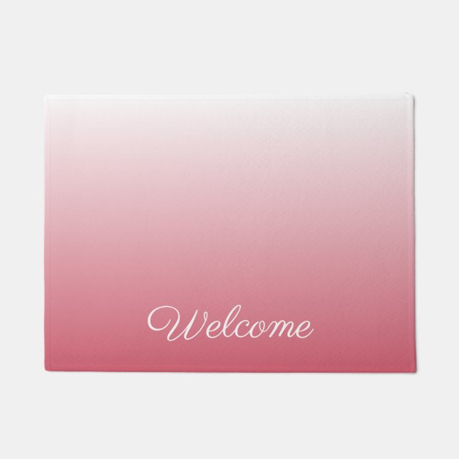 Personalized gradient ombre salmon pink doormat (Front)
