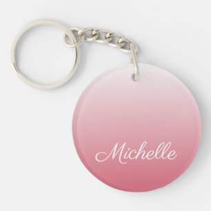 Personalized gradient ombre salmon pink keychain