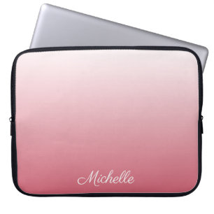Personalized gradient ombre salmon pink laptop sleeve