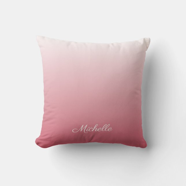 Personalized gradient ombre salmon pink throw pillow (Front)