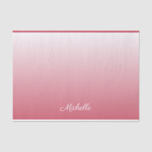 Personalized gradient ombre salmon pink tissue paper
