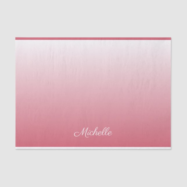 Personalized gradient ombre salmon pink tissue paper (Front)