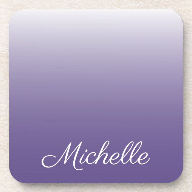 Personalized gradient ombre Ultra Violet Coaster (Front)