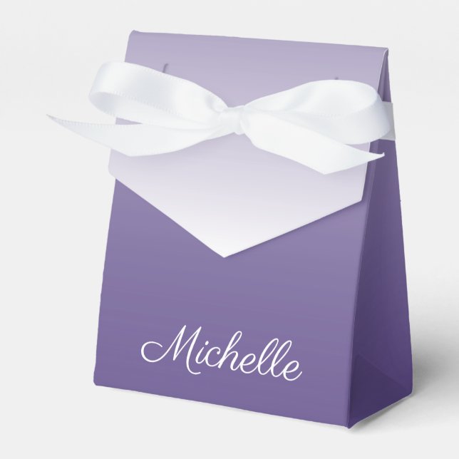 Personalized gradient ombre Ultra Violet Favor Box (Front Side)
