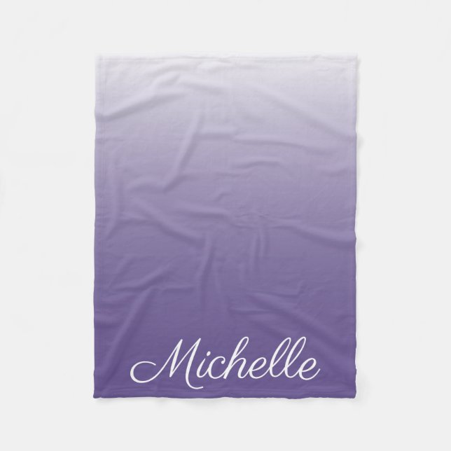 Personalized gradient ombre Ultra Violet Fleece Blanket (Front)