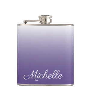 Personalized gradient ombre Ultra Violet Hip Flask