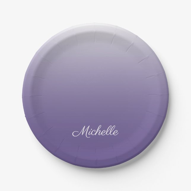 Personalized gradient ombre Ultra Violet Paper Plate (Front)