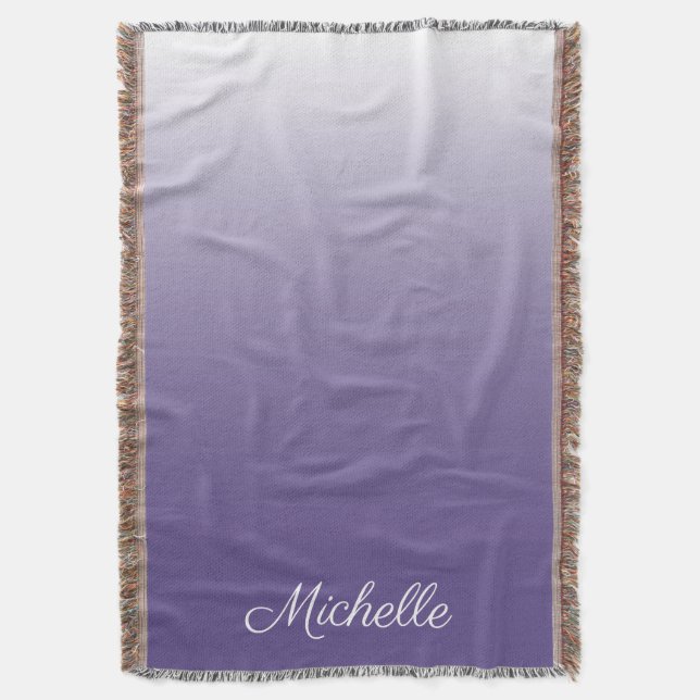 Personalized gradient ombre Ultra Violet Throw Blanket (Front Vertical)