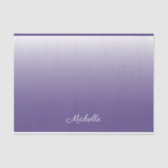 Personalized gradient ombre Ultra Violet Tissue Paper (Front)
