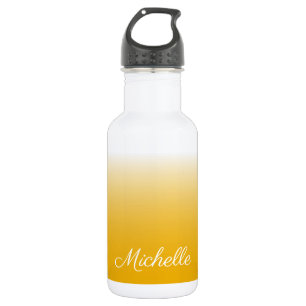 Personalized gradient ombre yellow 532 ml water bottle
