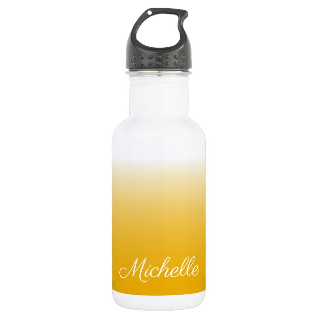 Personalized gradient ombre yellow 532 ml water bottle (Front)