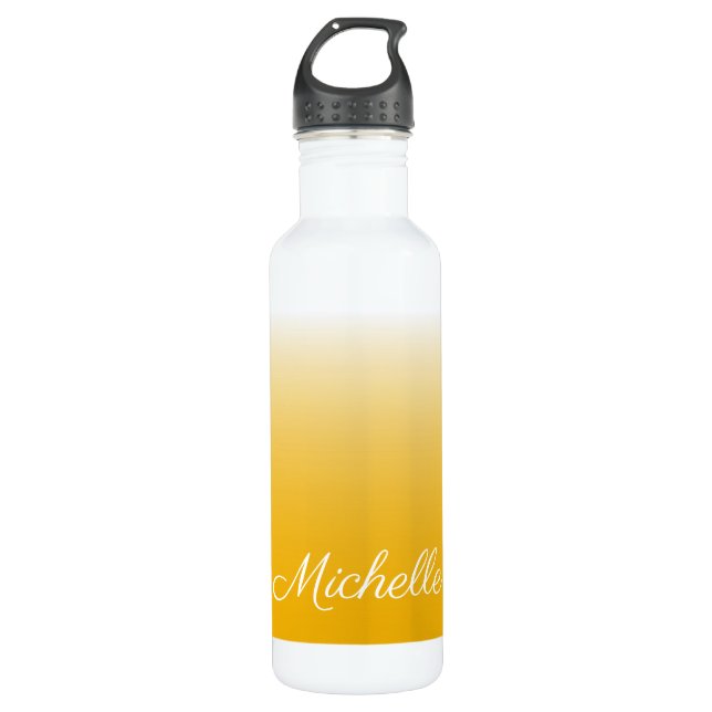 Personalized gradient ombre yellow 710 ml water bottle (Front)