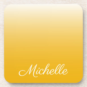 Personalized gradient ombre yellow coaster