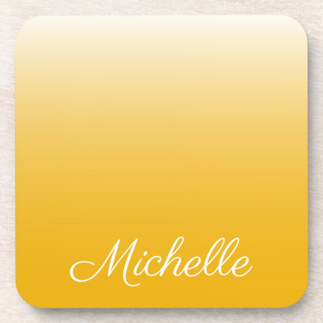 Personalized gradient ombre yellow coaster (Front)