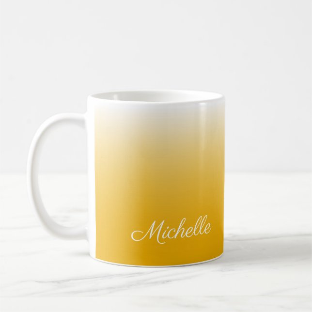 Personalized gradient ombre yellow coffee mug (Left)