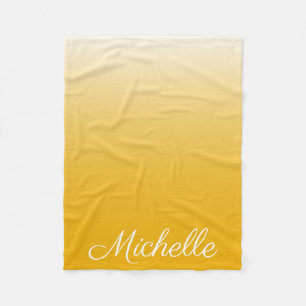 Personalized gradient ombre yellow fleece blanket