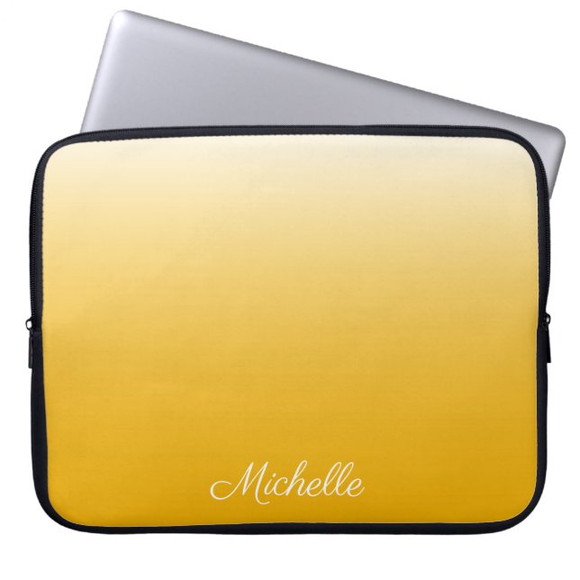 Personalized gradient ombre yellow laptop sleeve (Front)