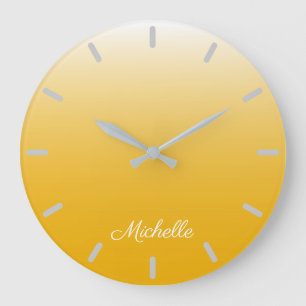 Personalized gradient ombre yellow large clock
