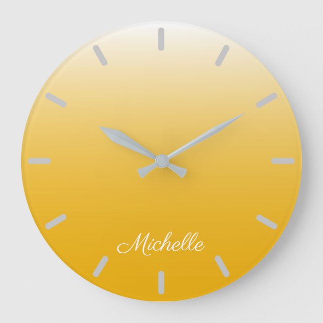 personalized gradient ombre yellow large clock (Front)