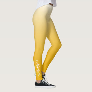 Personalized gradient ombre yellow leggings
