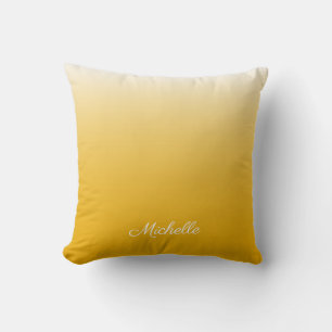 Personalized gradient ombre yellow throw pillow