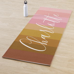 Personalized Gradient Pink Earth Tones Striped  Yoga Mat