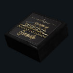 Personalized Graduate - Black & Gold Gift Box<br><div class="desc">Graduate Gift Box ready for you to personalize. Background colour can also be changed. ✔NOTE: ONLY CHANGE THE TEMPLATE AREAS NEEDED! 😀 If needed, you can remove the text and start fresh adding whatever text and font you like. 📌If you need further customization, please click the "Click to Customize further"...</div>