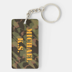 Personalized Graduate Camouflage Woodland Green Keychain