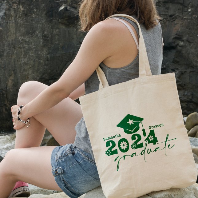 Personalized Graduate Class of 2024 Green Tote Bag (Creator Uploaded)