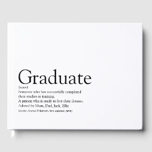 Personalized Graduate Definition Black And White Guest Book