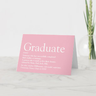 Personalized Graduate Definition Girly Pink Card
