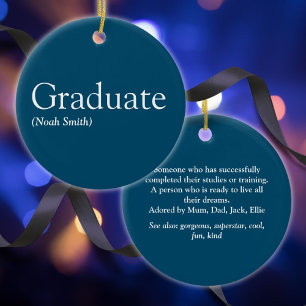Personalized Graduate Definition Modern Blue Ceramic Ornament