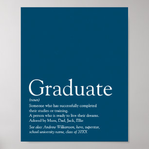 Personalized Graduate Definition Modern Blue Fun Poster