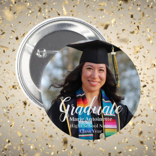 Personalized Graduate Modern Photo 2 Inch Round Button