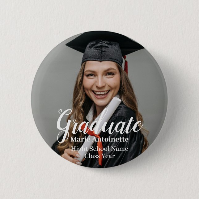 Personalized Graduate Modern Photo 2 Inch Round Button (Front)