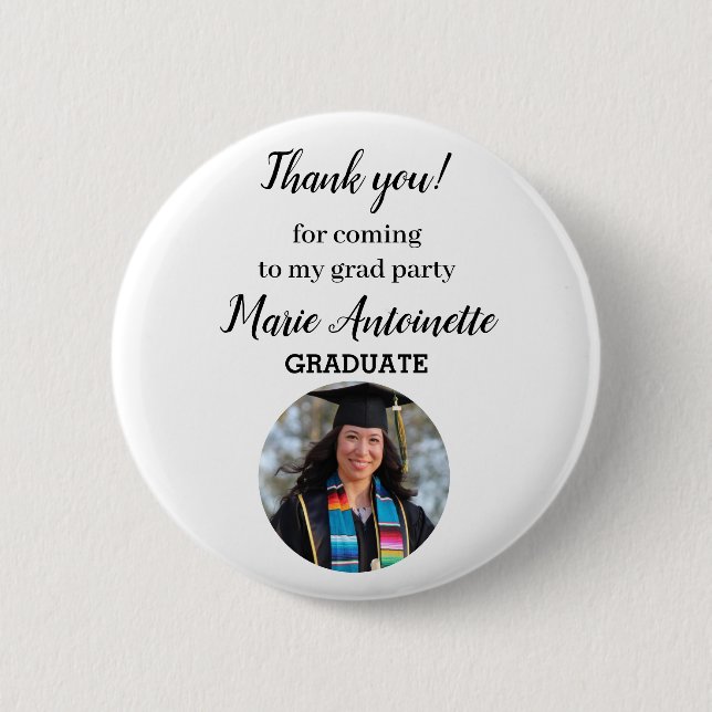 Personalized Graduate Modern Photo 2 Inch Round Button (Front)