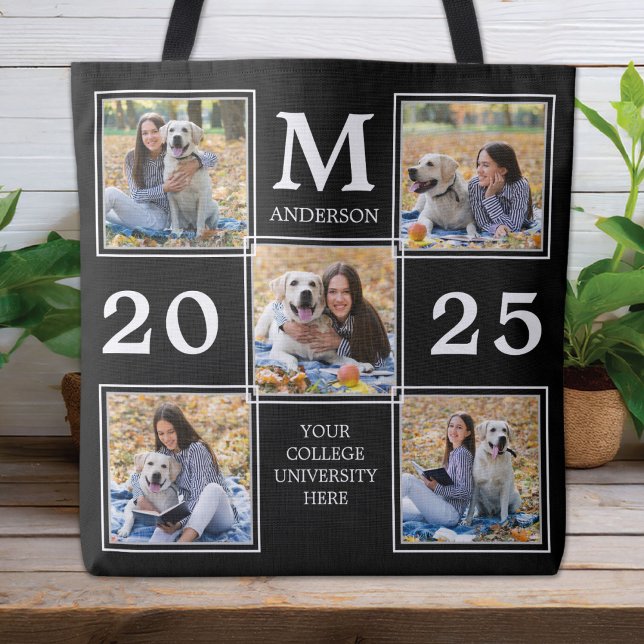 Personalized Graduate Monogram Photo Collage Tote Bag (Creator Uploaded)