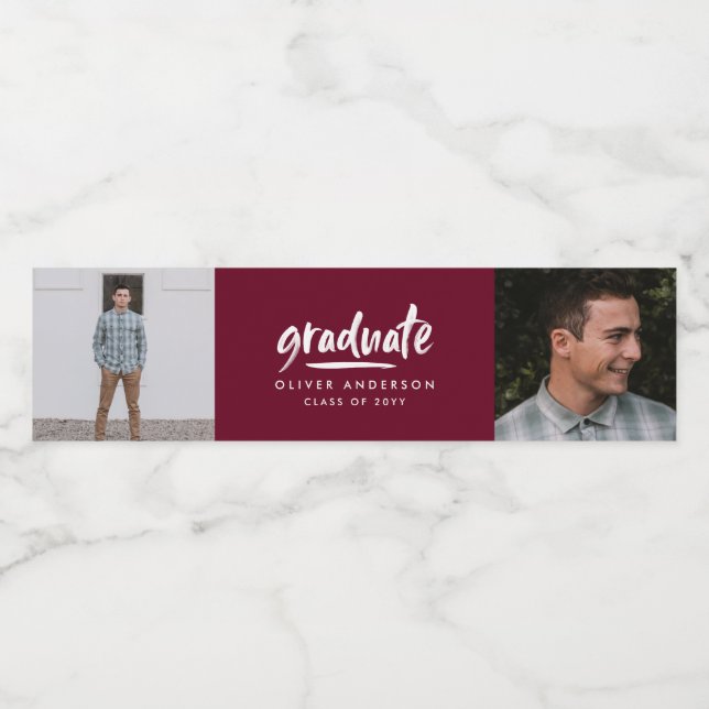  Personalized Graduate Multi Photo Custom Water Bottle Label (Single Label)