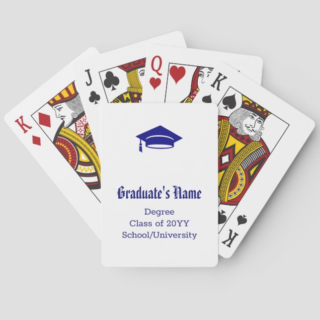 Personalized Graduate Name Cap Tassel Navy Blue Playing Cards (Back)