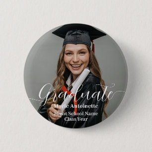 Personalized Graduate Photo Elegant Graduation 2 Inch Round Button