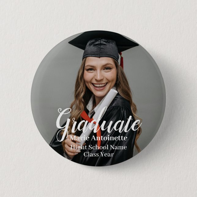 Personalized Graduate Photo Graduation  2 Inch Round Button (Front)