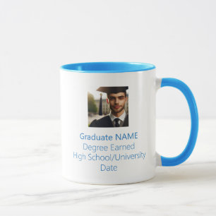 Personalized Graduate Photo Graduation Light Blue Mug