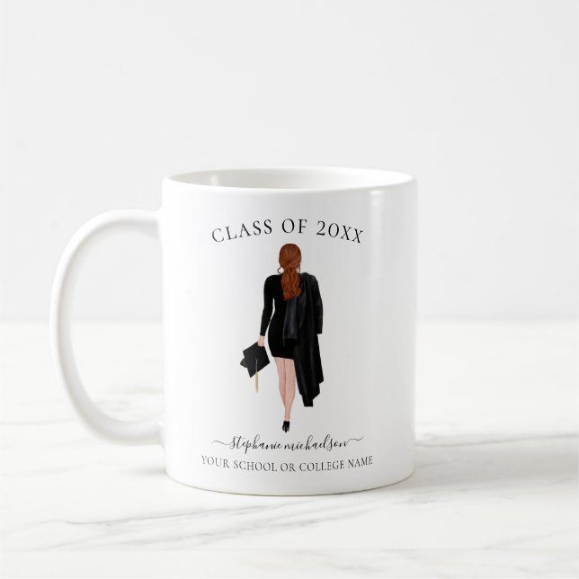 Personalized Graduate Watercolor Girl Coffee Mug (Left)